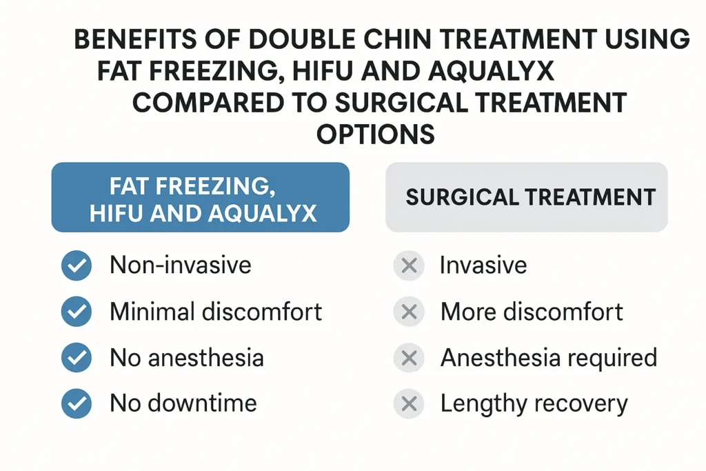 Graphic about the benefits of double chin treatment Wanstead - from LA LIPO