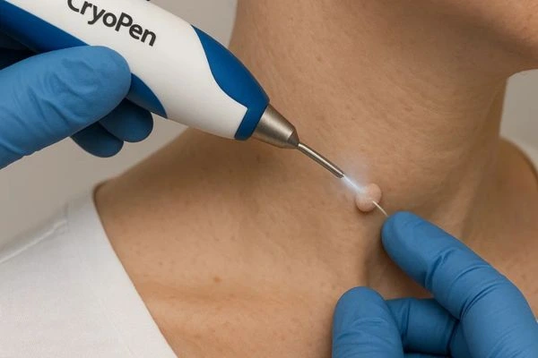 Person receiving Cryotherapy skin tag removal Wanstead
